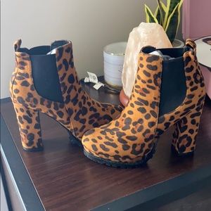 Cheetah print booties